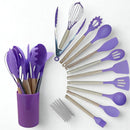 Kit Chef Prime  de Silicone com Cabo de Madeira